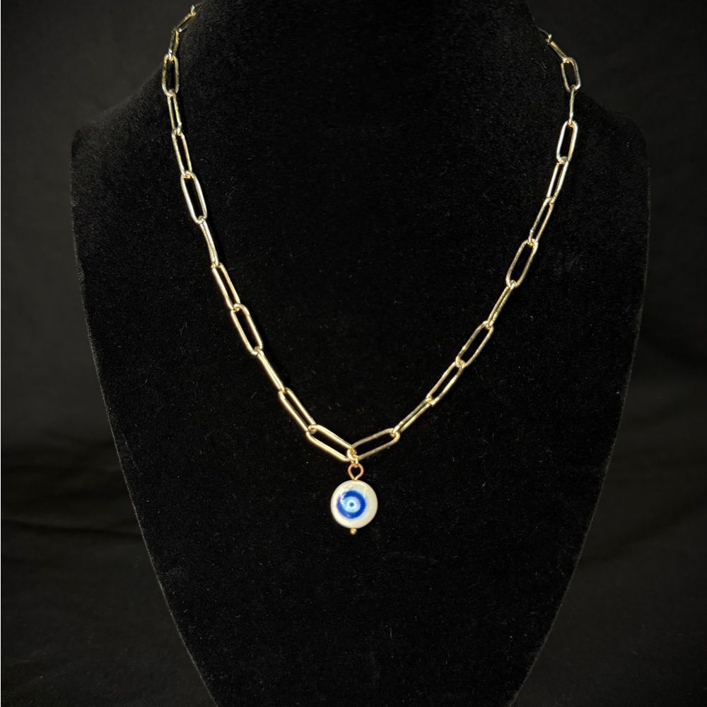 Gold Evil Eye Pendant Necklace